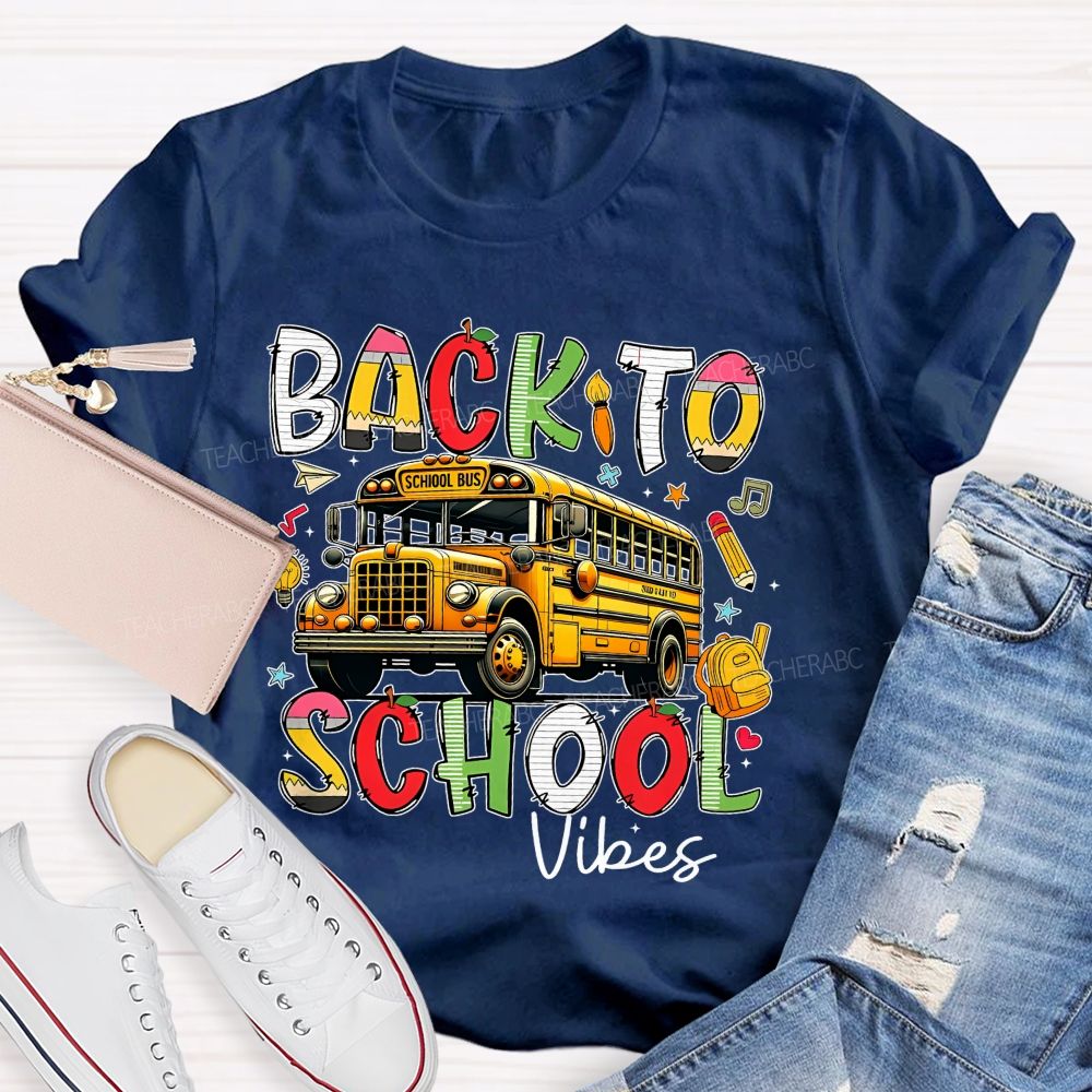 Back To School Vibes  Graphic  Teacher T-shirt