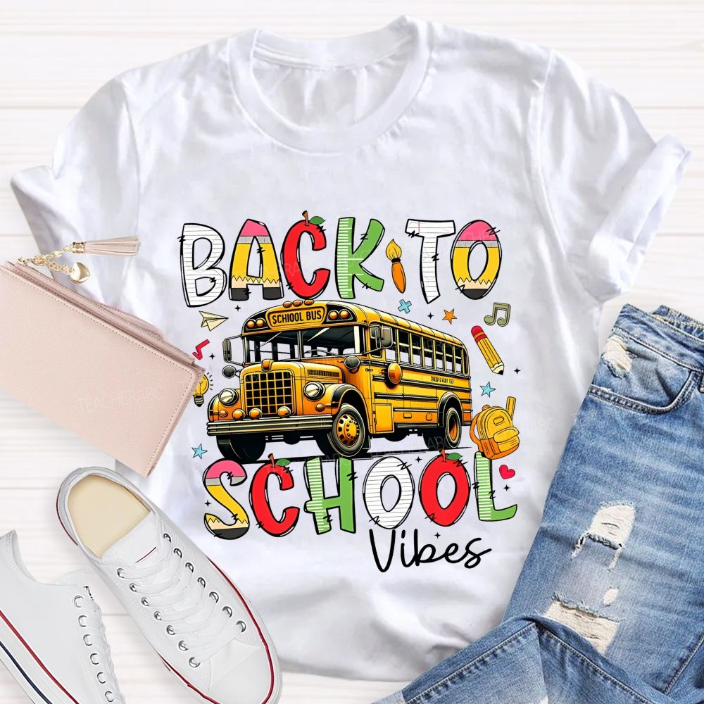 Back To School Vibes  Graphic  Teacher T-shirt