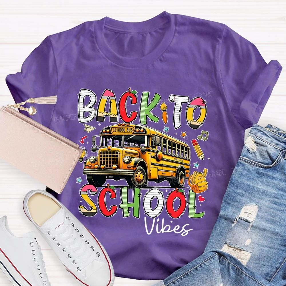 Back To School Vibes  Graphic  Teacher T-shirt