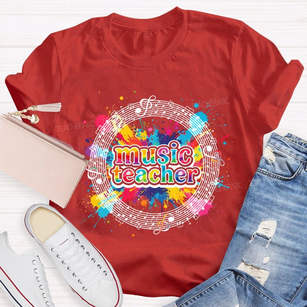 Music Teacher Colorful Graphics  Teacher T-shirt