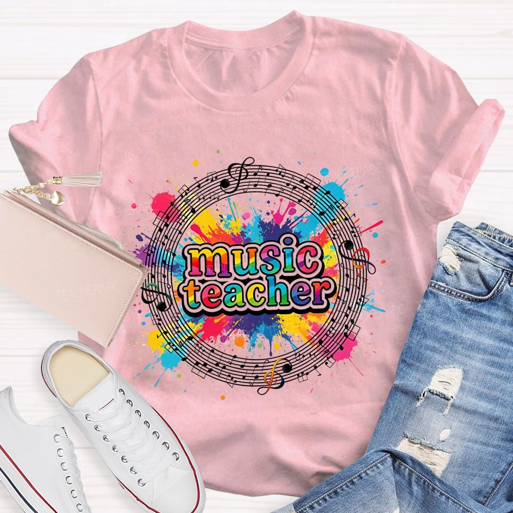 Music Teacher Colorful Graphics  Teacher T-shirt