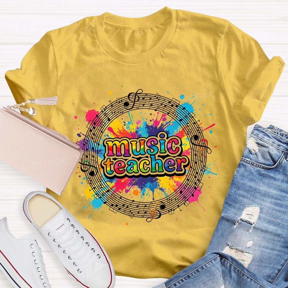 Music Teacher Colorful Graphics  Teacher T-shirt
