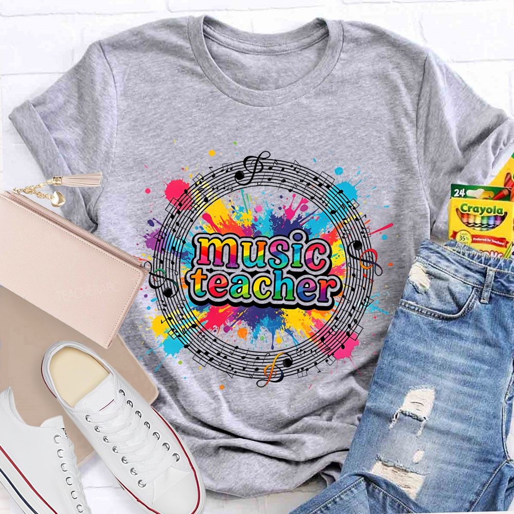 Music Teacher Colorful Graphics  Teacher T-shirt