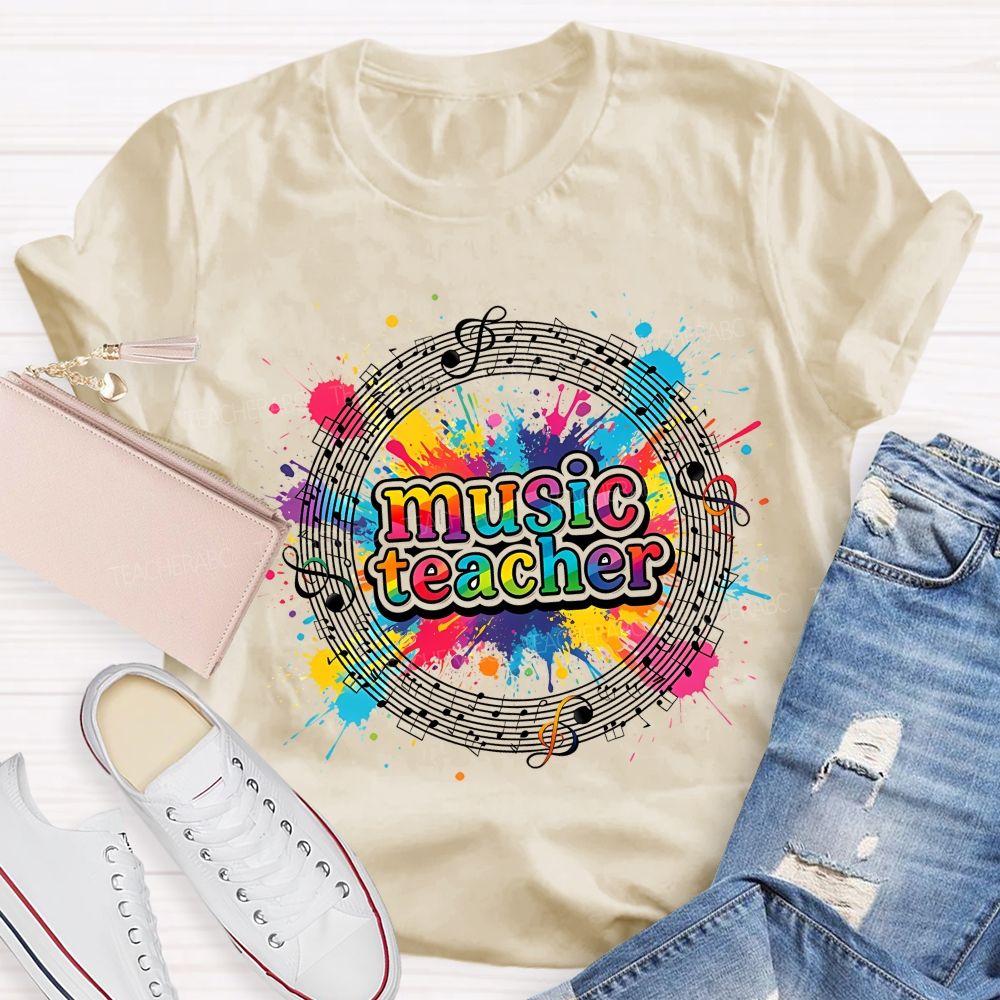 Music Teacher Colorful Graphics  Teacher T-shirt