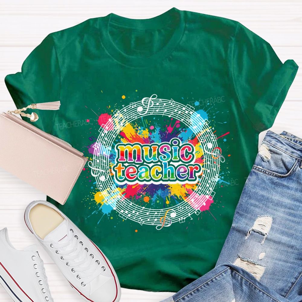 Music Teacher Colorful Graphics  Teacher T-shirt