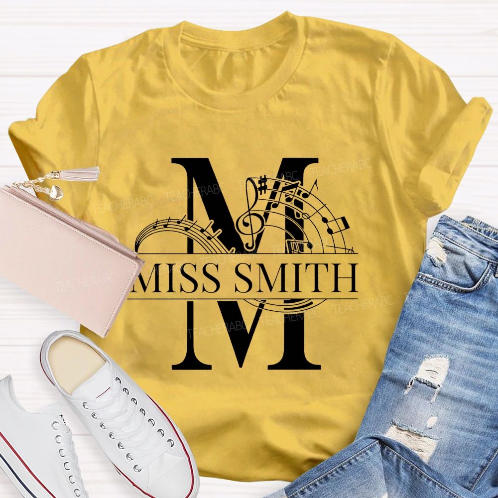 Personalized Name M Is For Music Teacher T-shirt