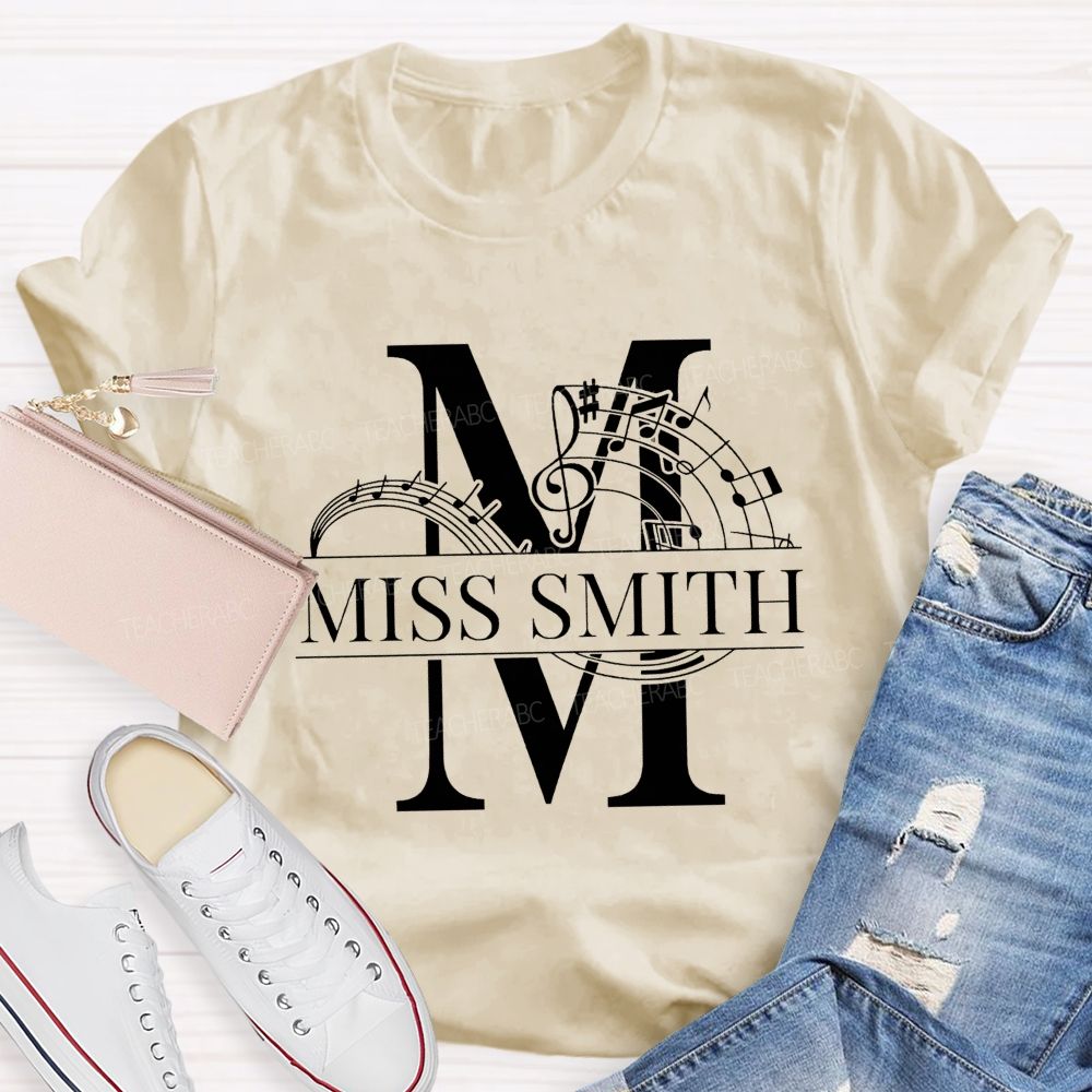 Personalized Name M Is For Music Teacher T-shirt
