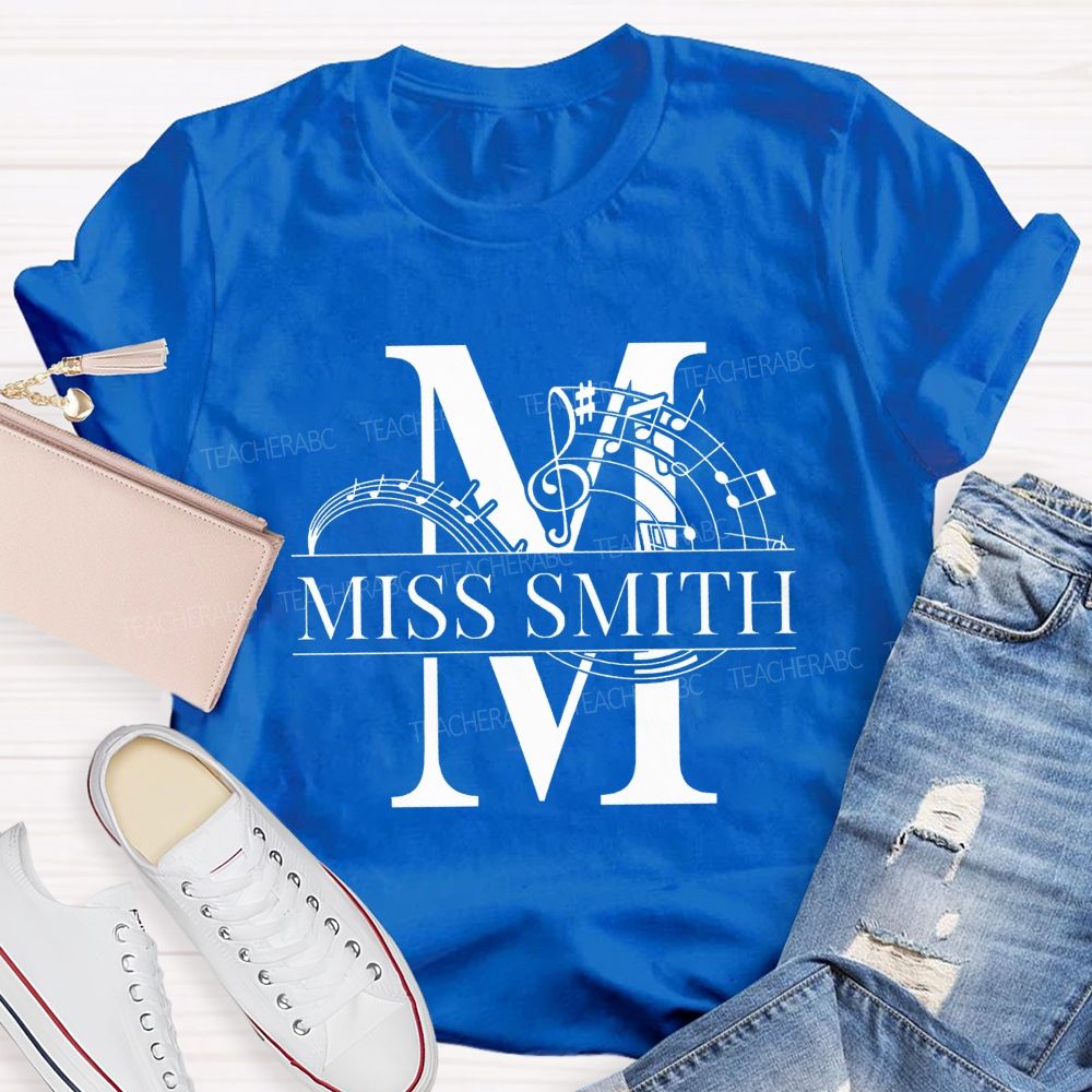 Personalized Name M Is For Music Teacher T-shirt