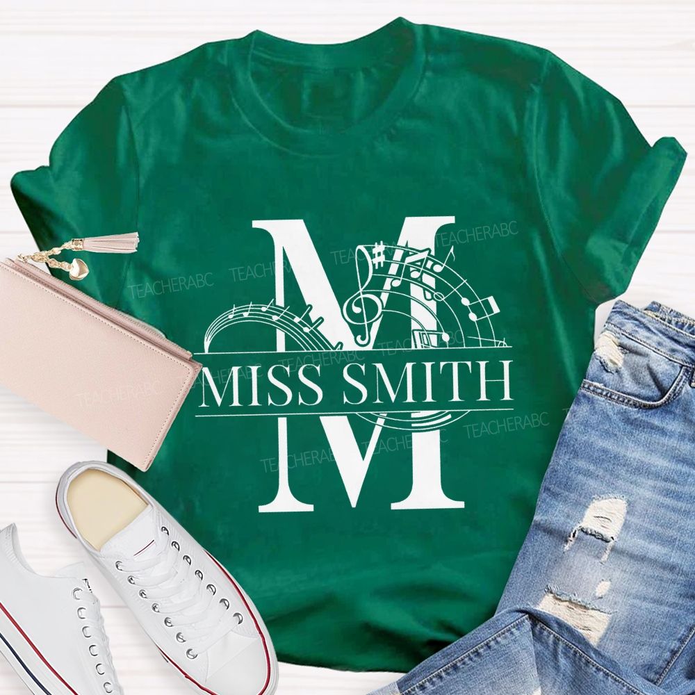 Personalized Name M Is For Music Teacher T-shirt