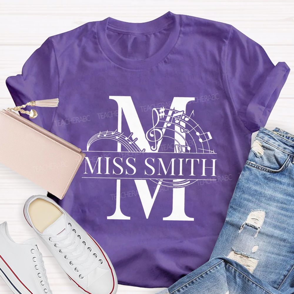 Personalized Name M Is For Music Teacher T-shirt