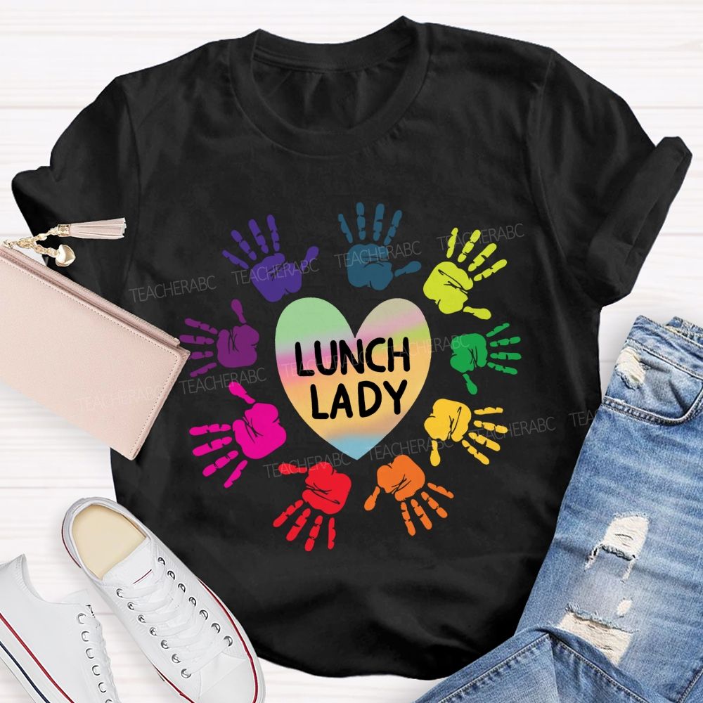 Lunch Lady Gradient Hearts And Hardworking Hands T-shirt