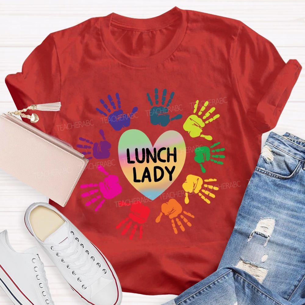 Lunch Lady Gradient Hearts And Hardworking Hands T-shirt