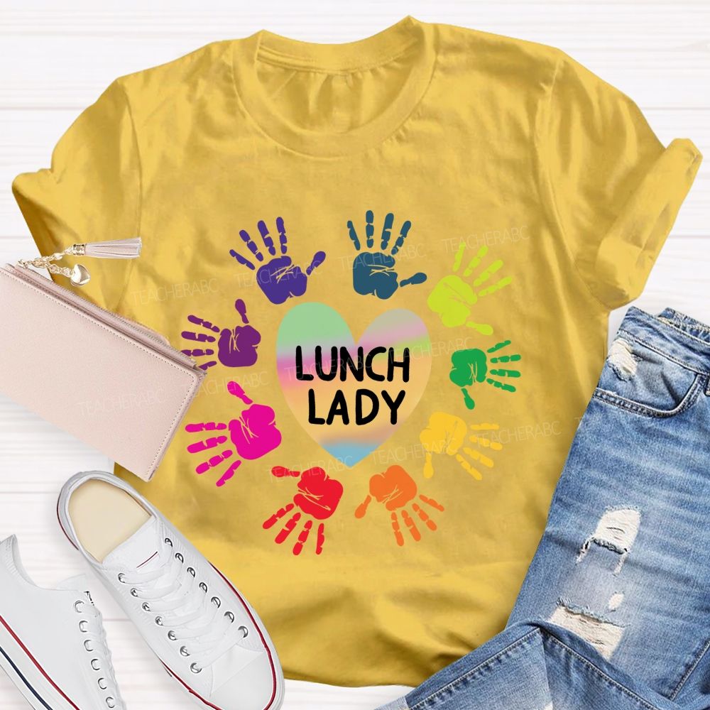 Lunch Lady Gradient Hearts And Hardworking Hands T-shirt