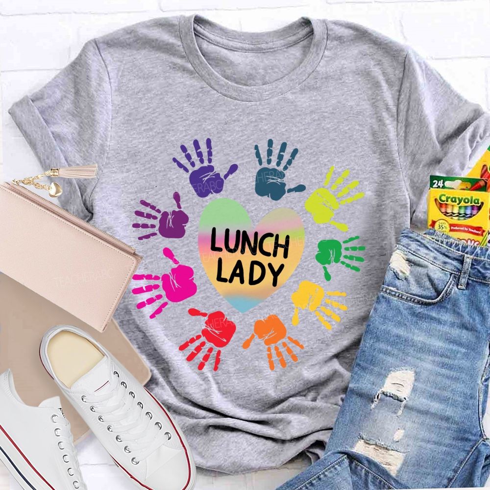 Lunch Lady Gradient Hearts And Hardworking Hands T-shirt