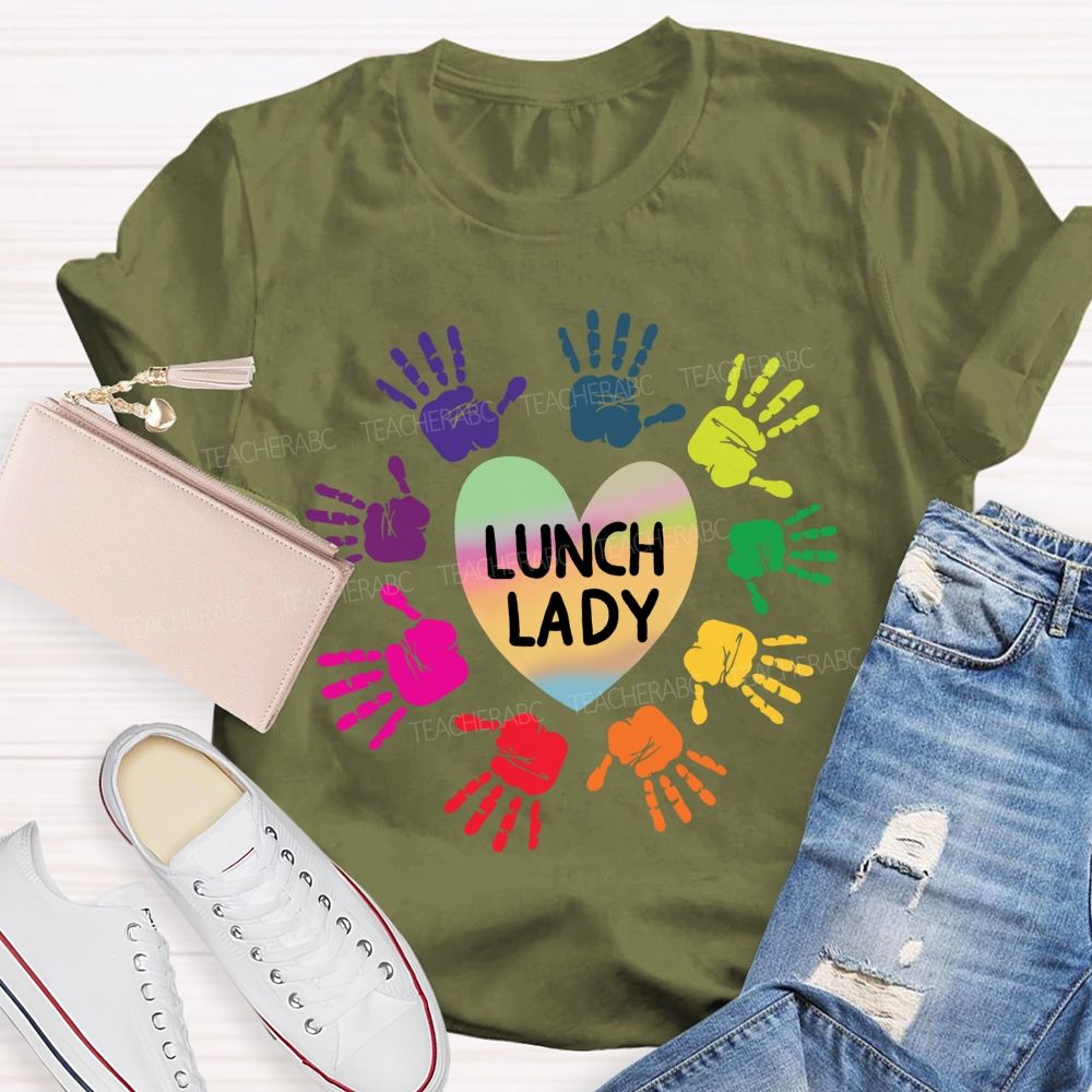 Lunch Lady Gradient Hearts And Hardworking Hands T-shirt