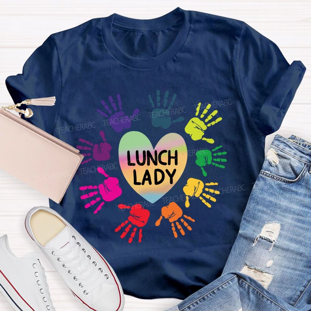 Lunch Lady Gradient Hearts And Hardworking Hands T-shirt