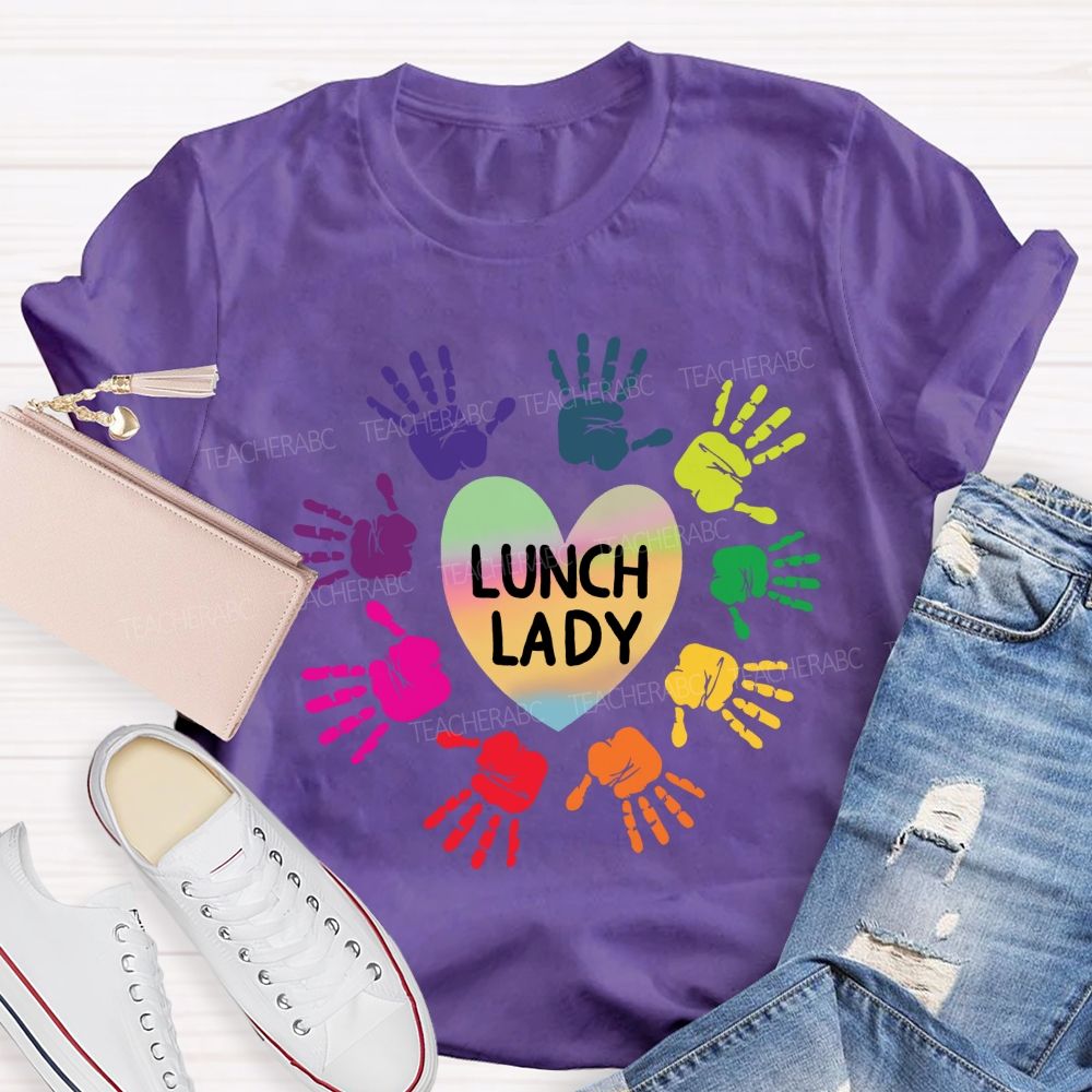 Lunch Lady Gradient Hearts And Hardworking Hands T-shirt