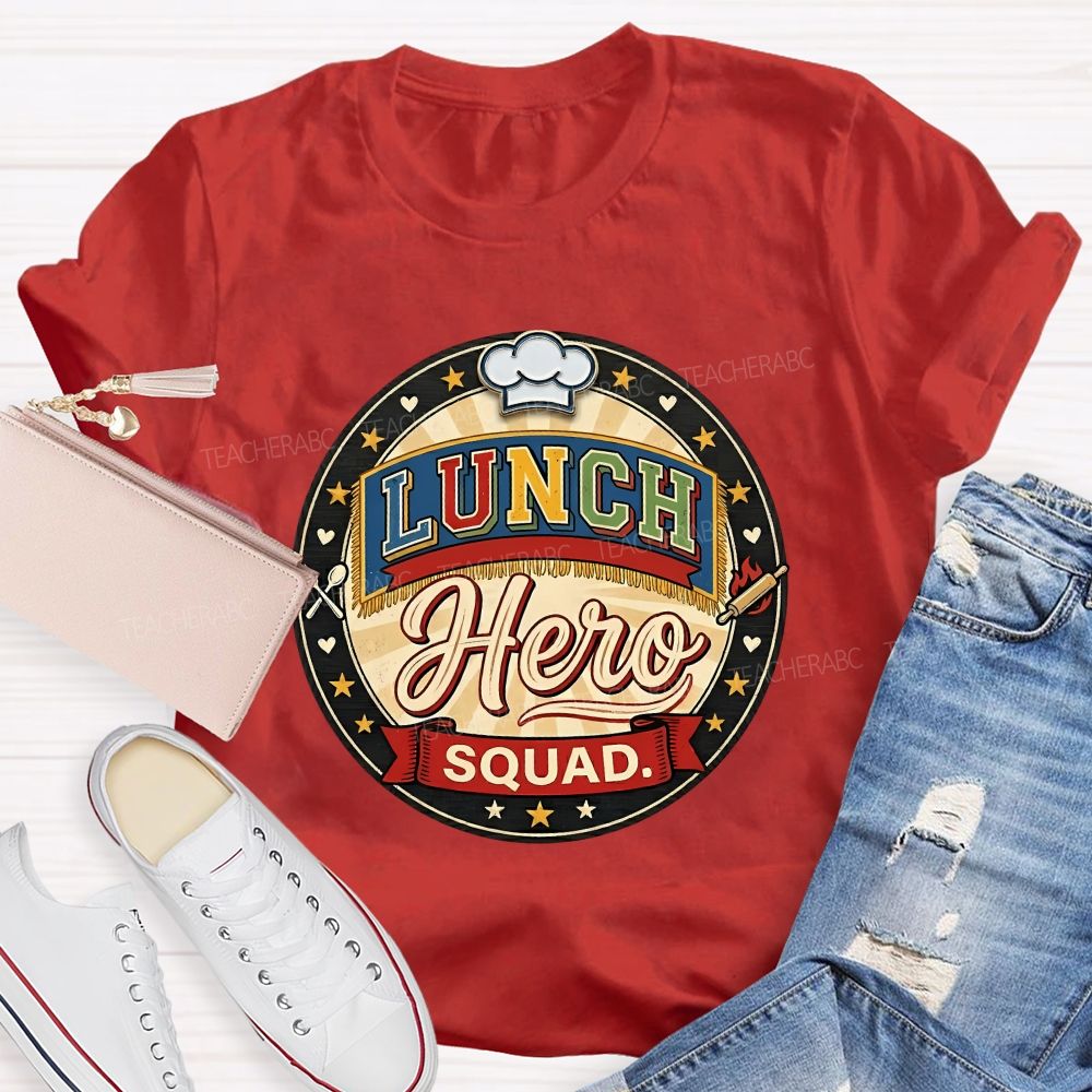 Lunch Hero Squad Colored Fonts T-shirt