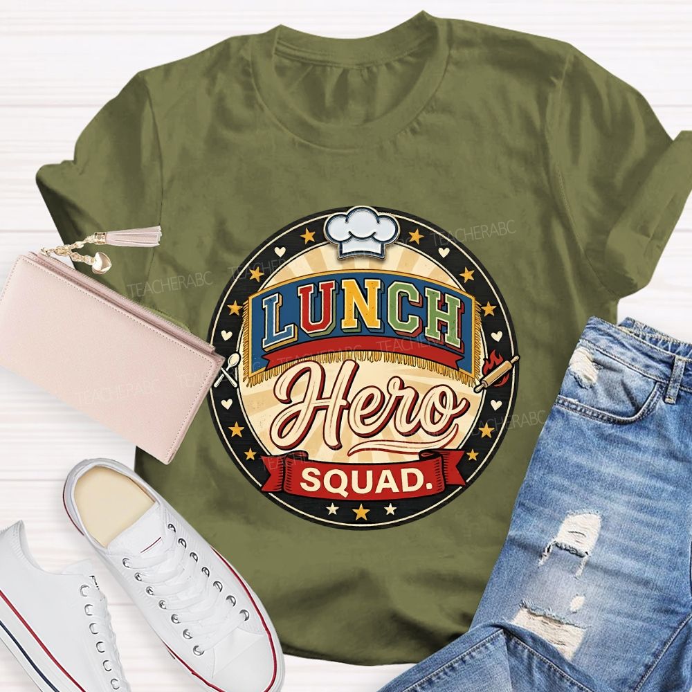 Lunch Hero Squad Colored Fonts T-shirt