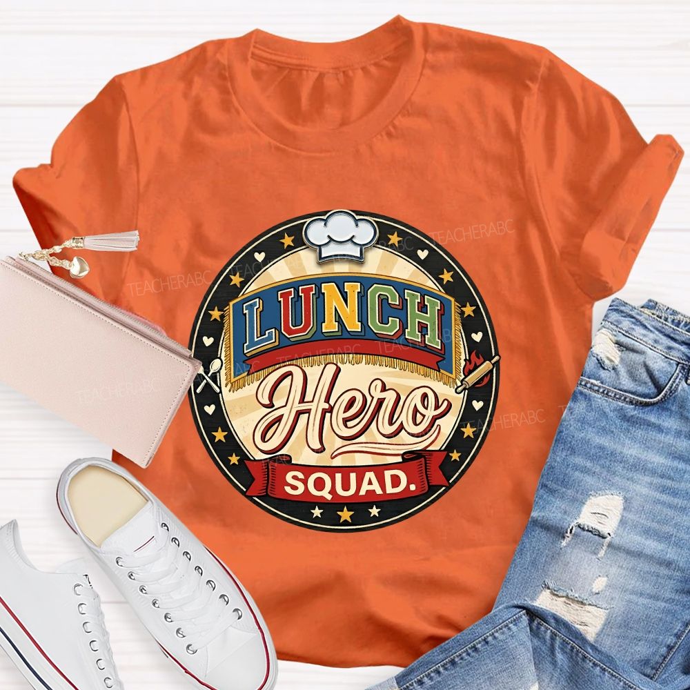 Lunch Hero Squad Colored Fonts T-shirt
