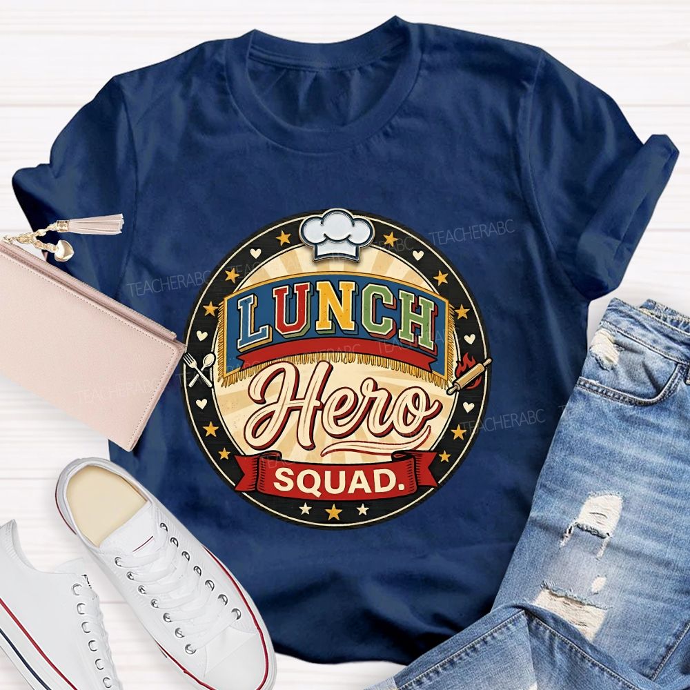 Lunch Hero Squad Colored Fonts T-shirt