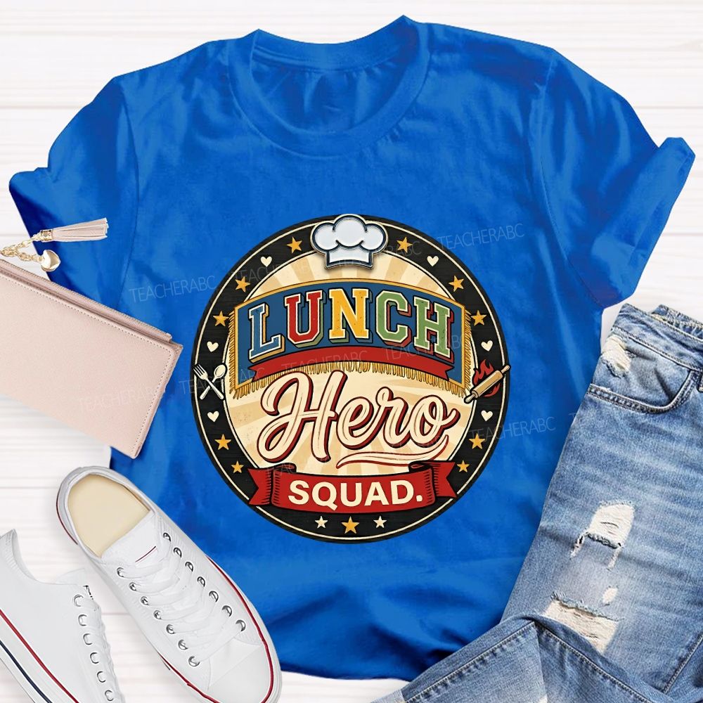 Lunch Hero Squad Colored Fonts T-shirt