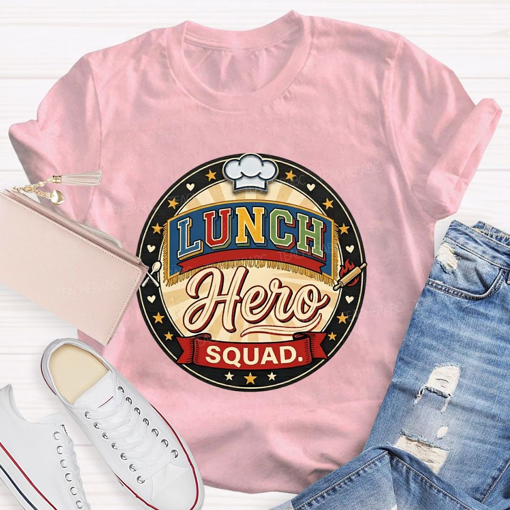 Lunch Hero Squad Colored Fonts T-shirt