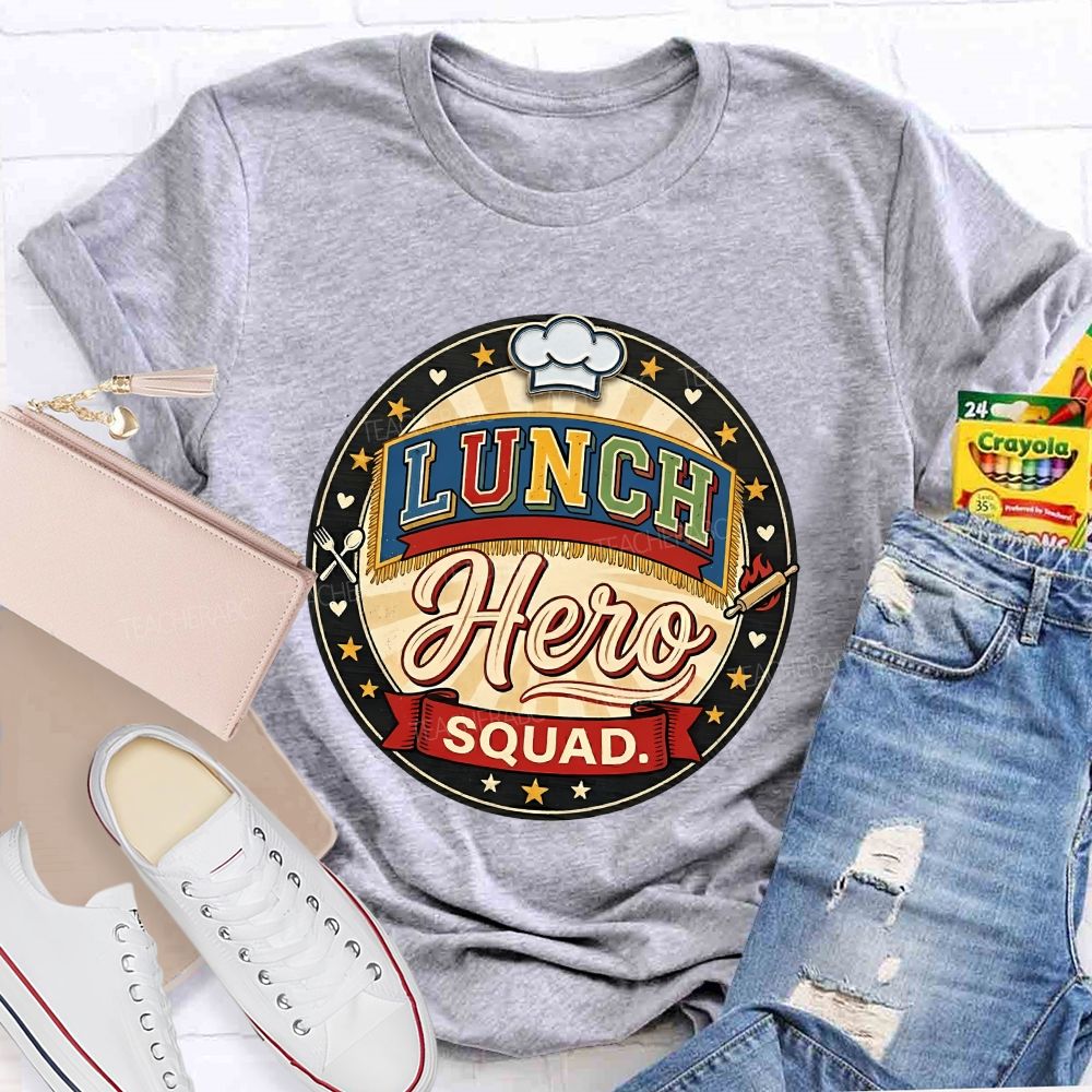 Lunch Hero Squad Colored Fonts T-shirt