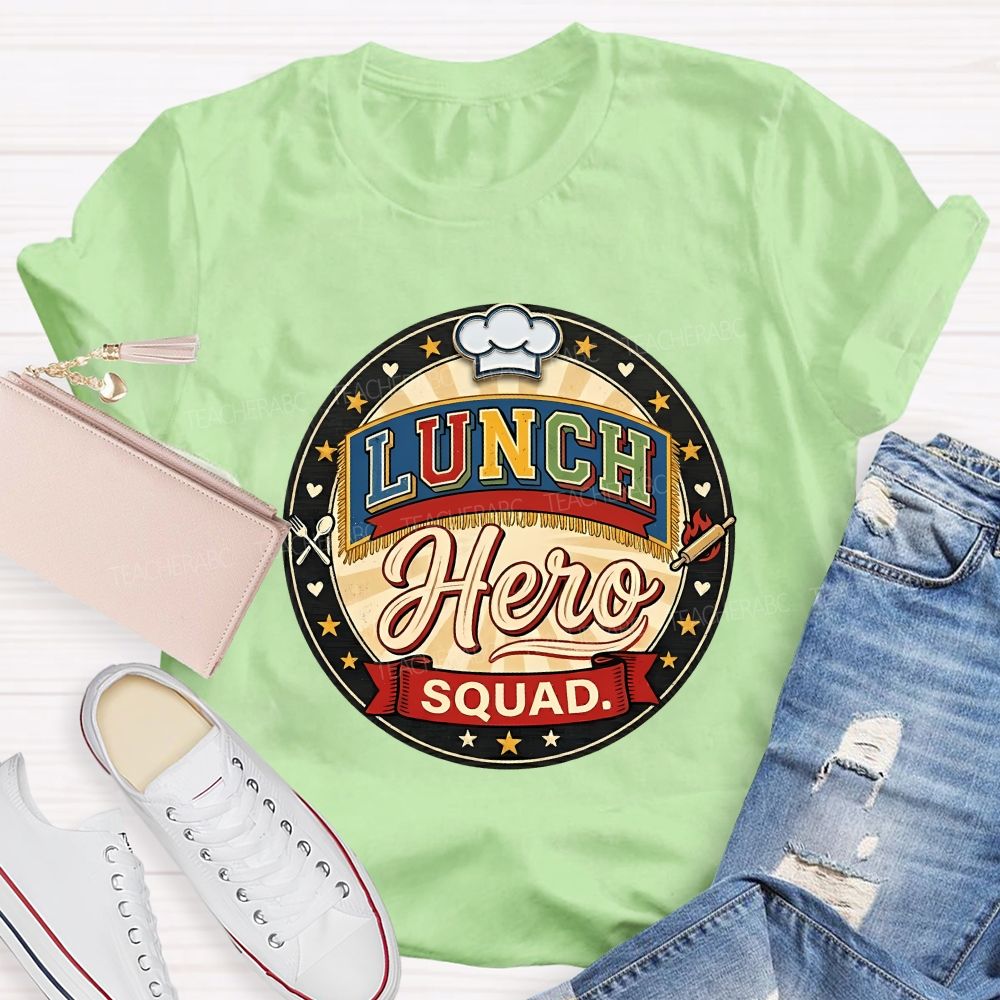 Lunch Hero Squad Colored Fonts T-shirt