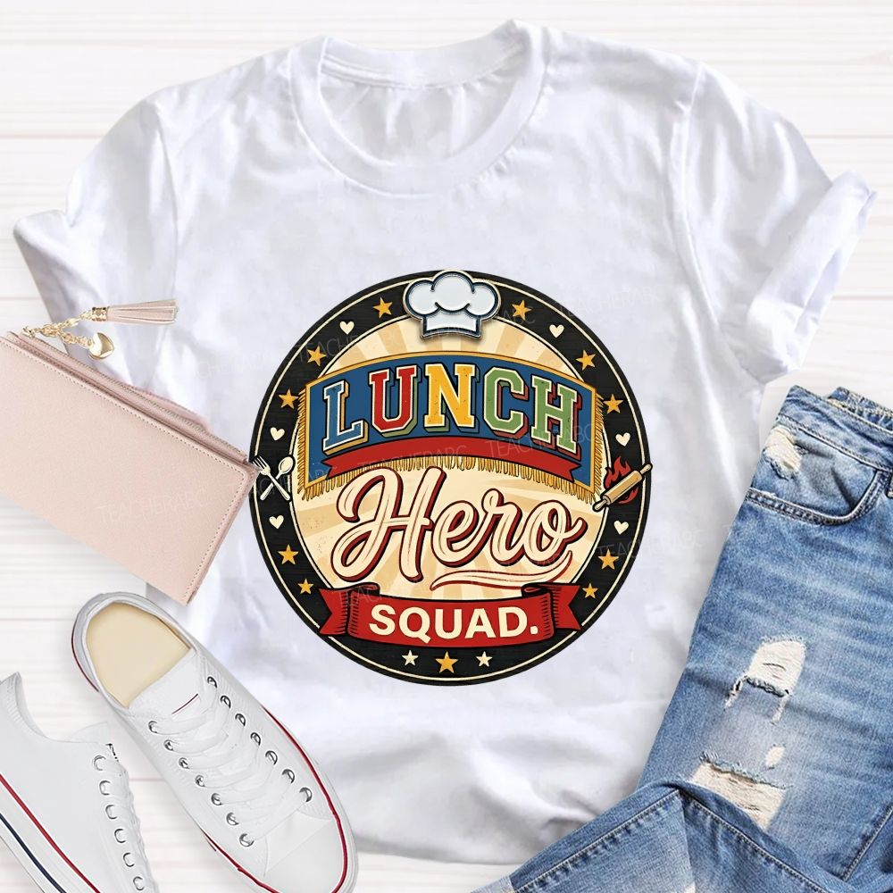 Lunch Hero Squad Colored Fonts T-shirt
