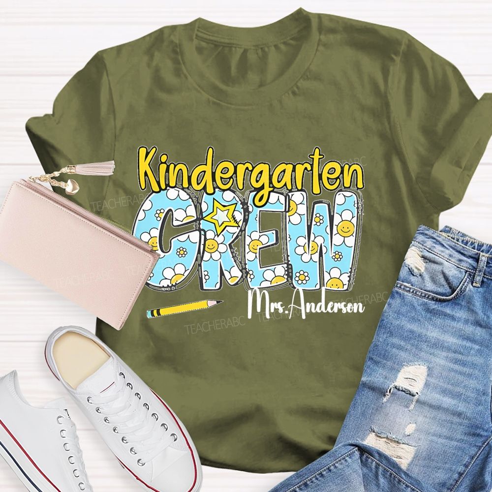 Personalized Grade And Name  Kindergarten Crew  Teacher T-shirt