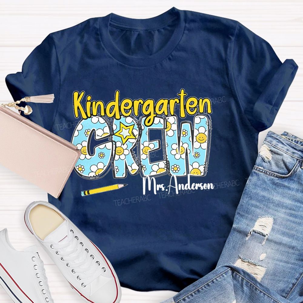 Personalized Grade And Name  Kindergarten Crew  Teacher T-shirt