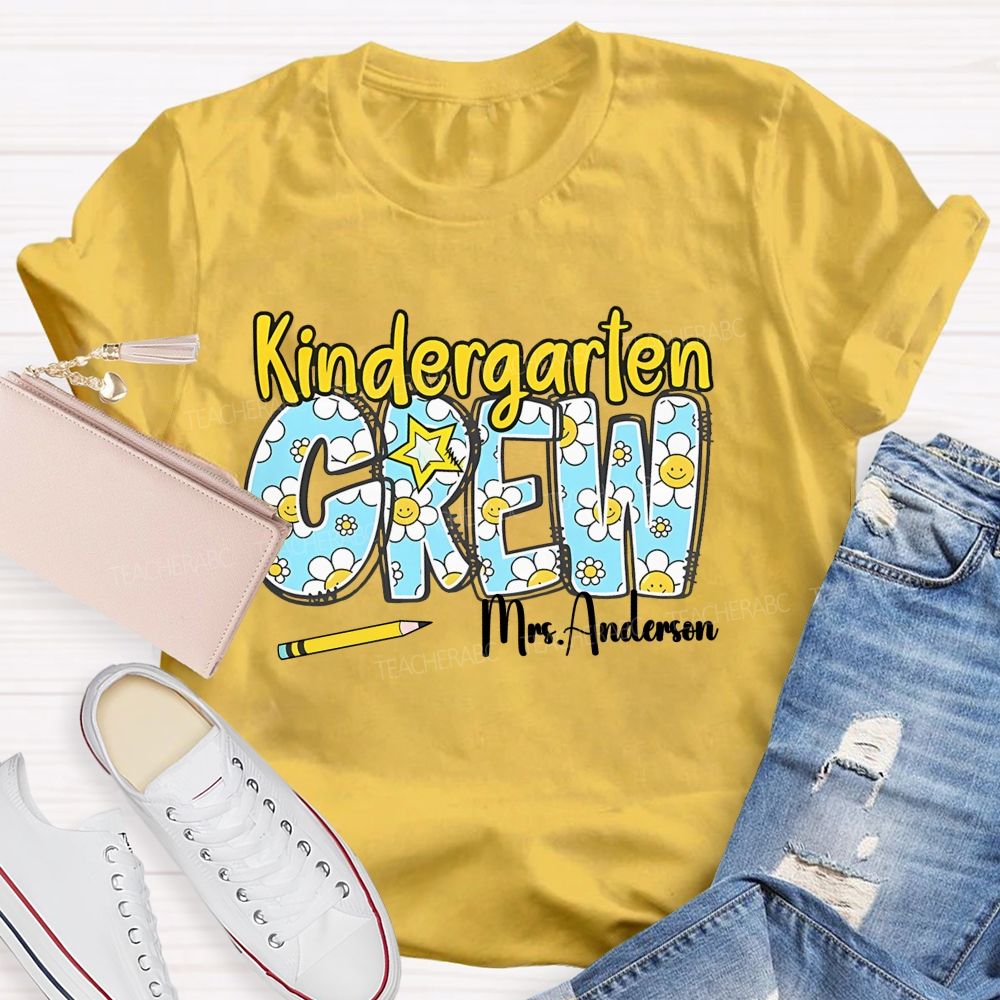 Personalized Grade And Name  Kindergarten Crew  Teacher T-shirt