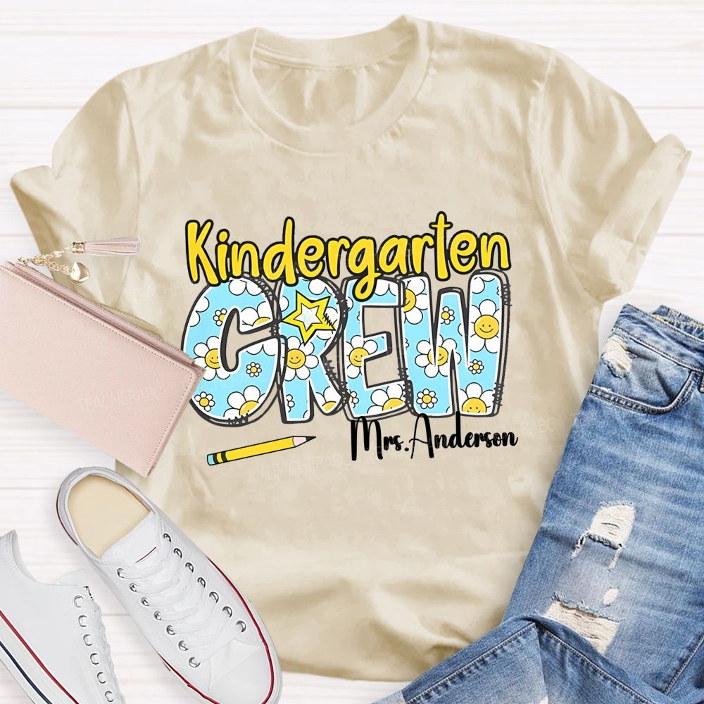 Personalized Grade And Name  Kindergarten Crew  Teacher T-shirt