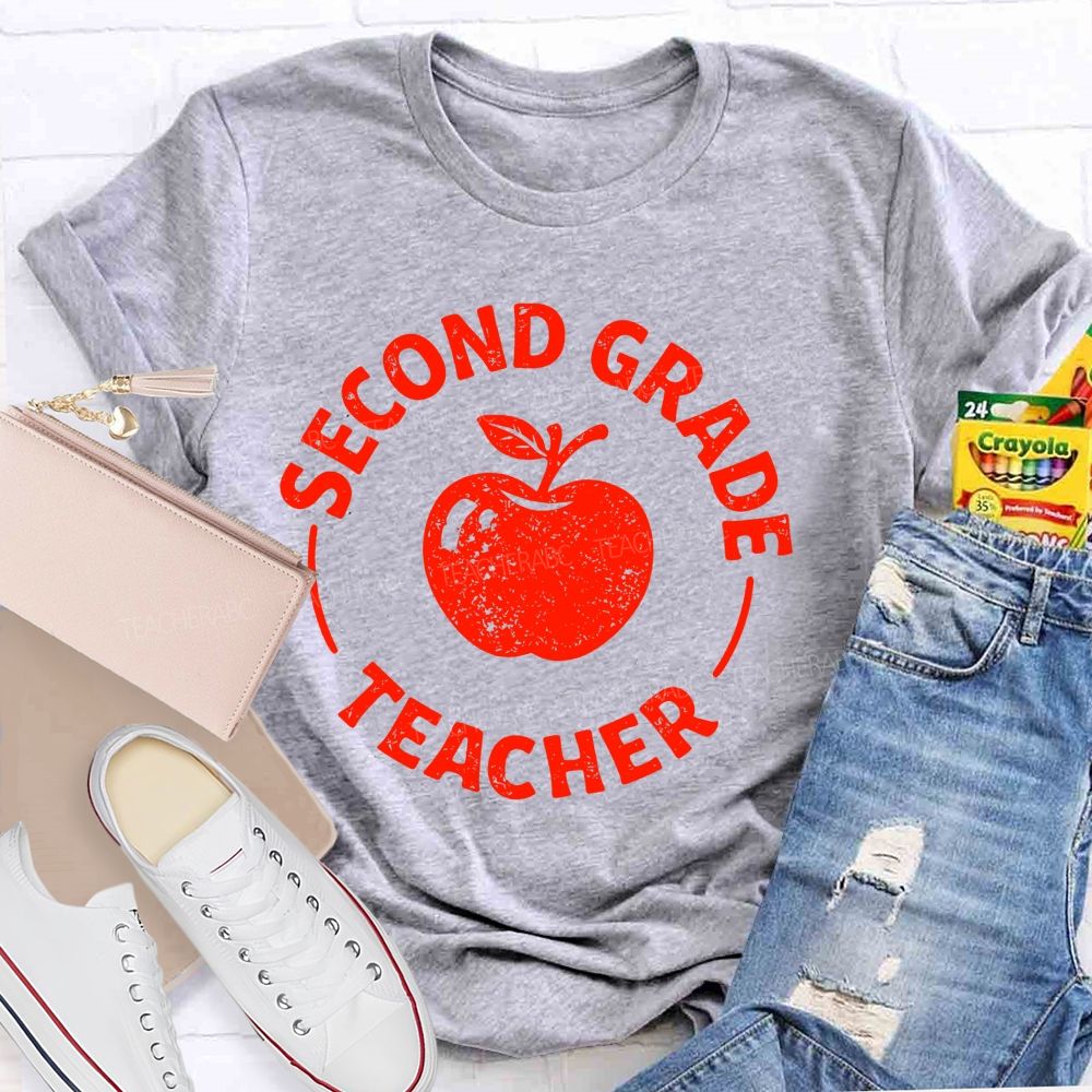 Personalized Grade  Second Grade Teacher Apple  Teacher T-shirt