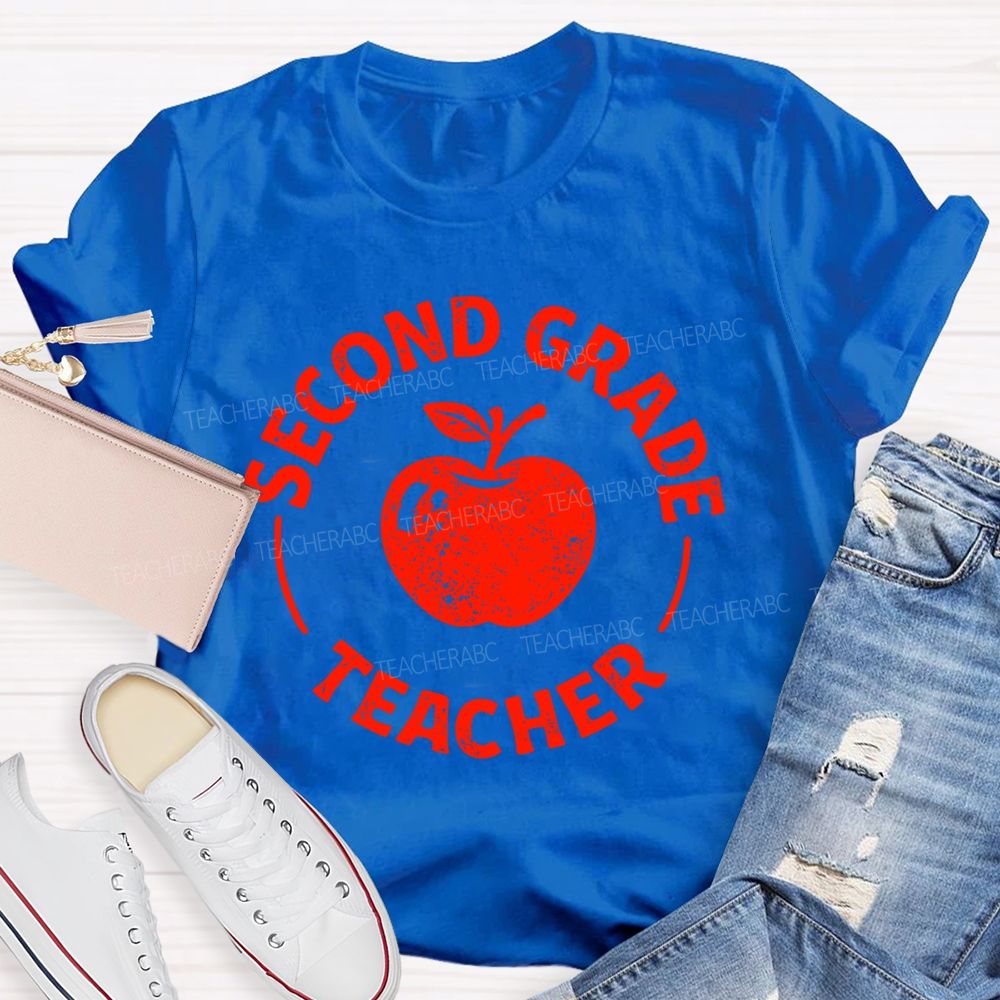 Personalized Grade  Second Grade Teacher Apple  Teacher T-shirt