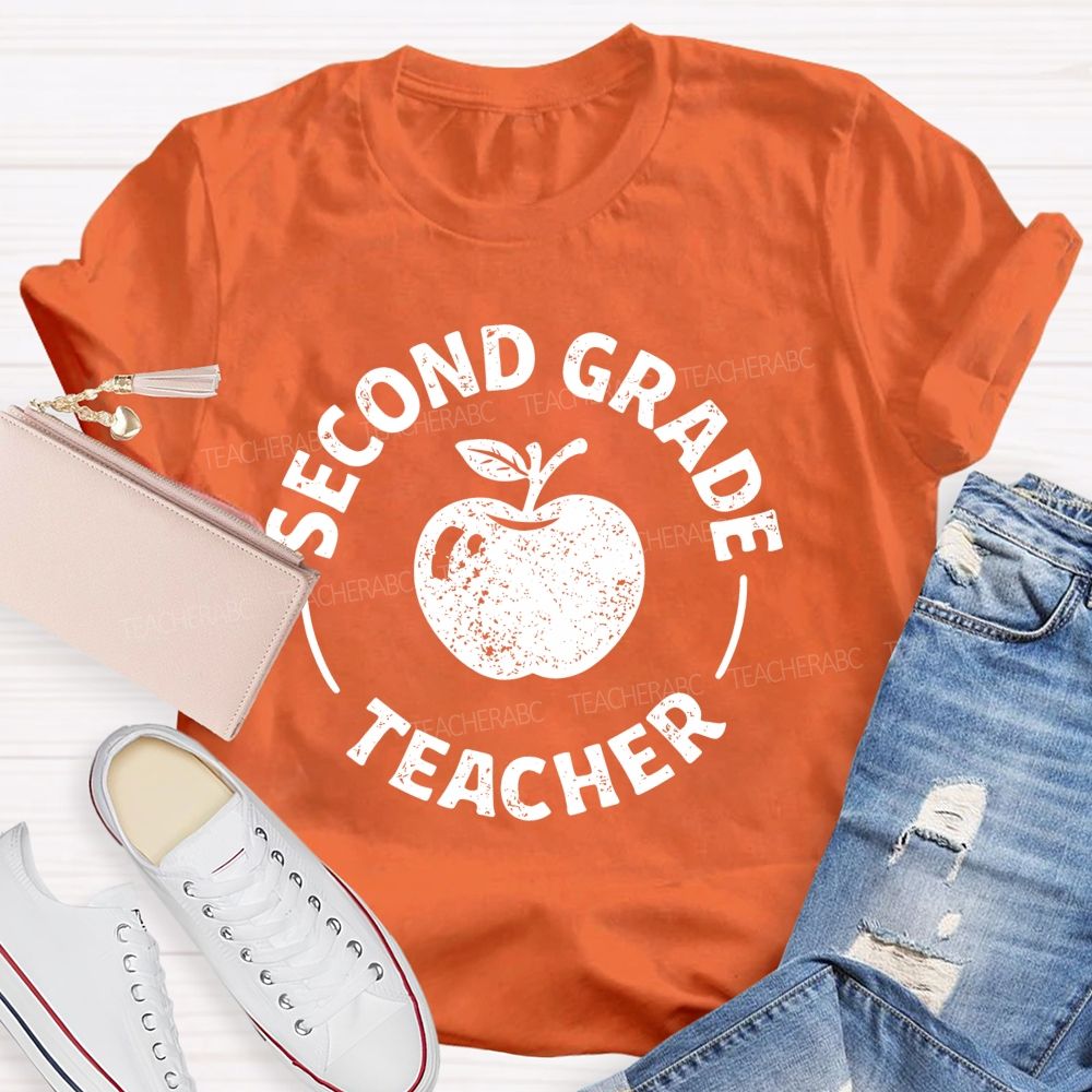 Personalized Grade  Second Grade Teacher Apple  Teacher T-shirt