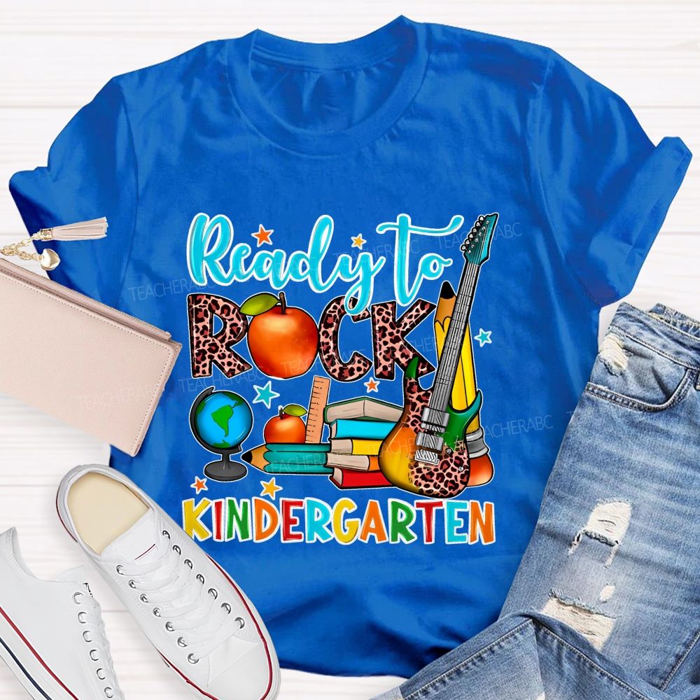 Personalized Grade  Ready To Rock Kindergarten Letters  Teacher T-shirt