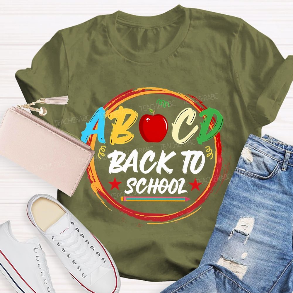 Abcd Back To School And Apple Teacher T-shirt