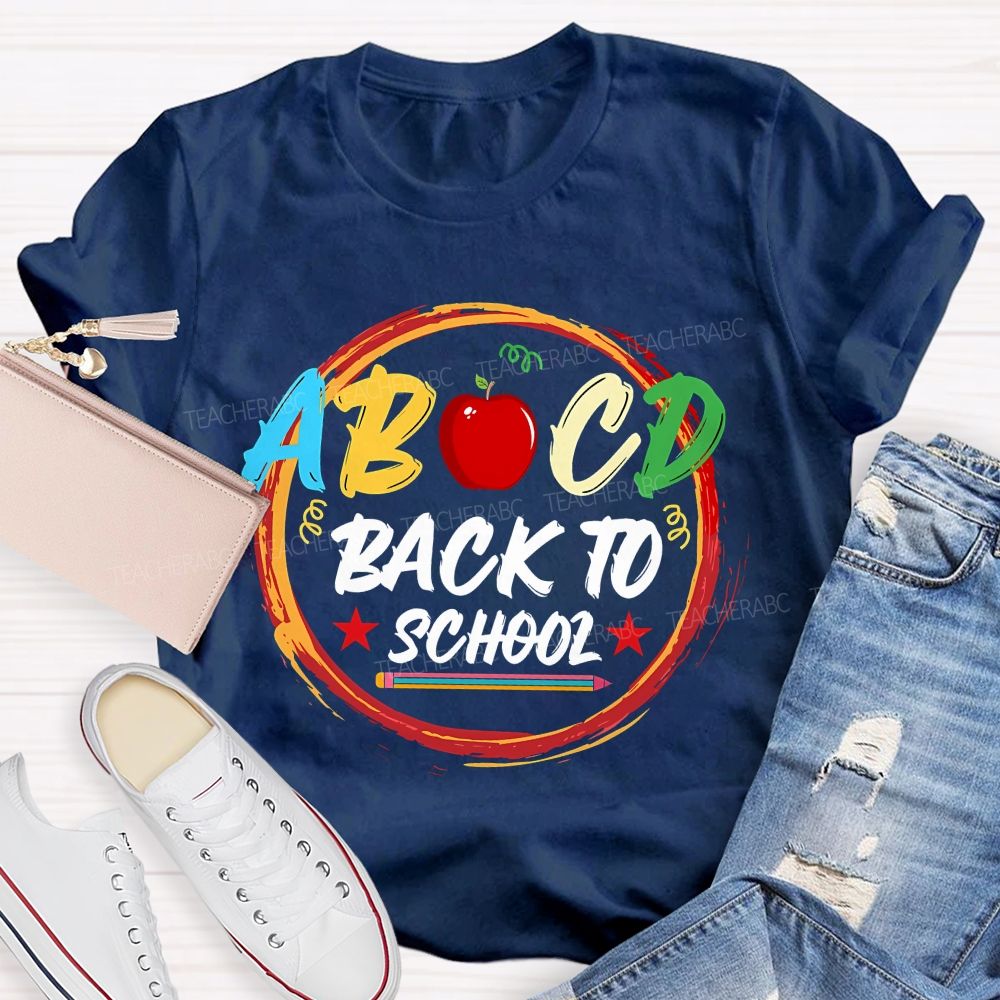 Abcd Back To School And Apple Teacher T-shirt