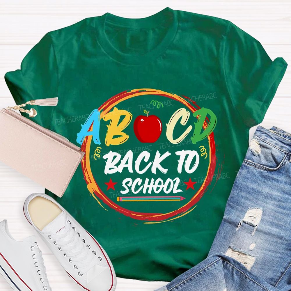 Abcd Back To School And Apple Teacher T-shirt