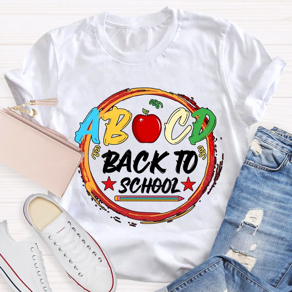 Abcd Back To School And Apple Teacher T-shirt