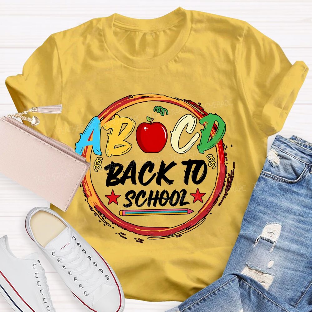 Abcd Back To School And Apple Teacher T-shirt