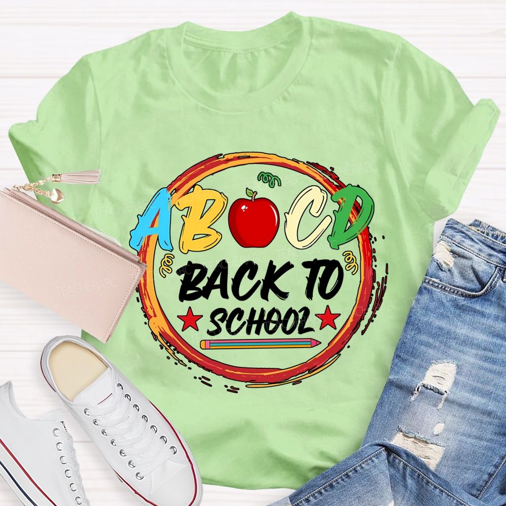 Abcd Back To School And Apple Teacher T-shirt