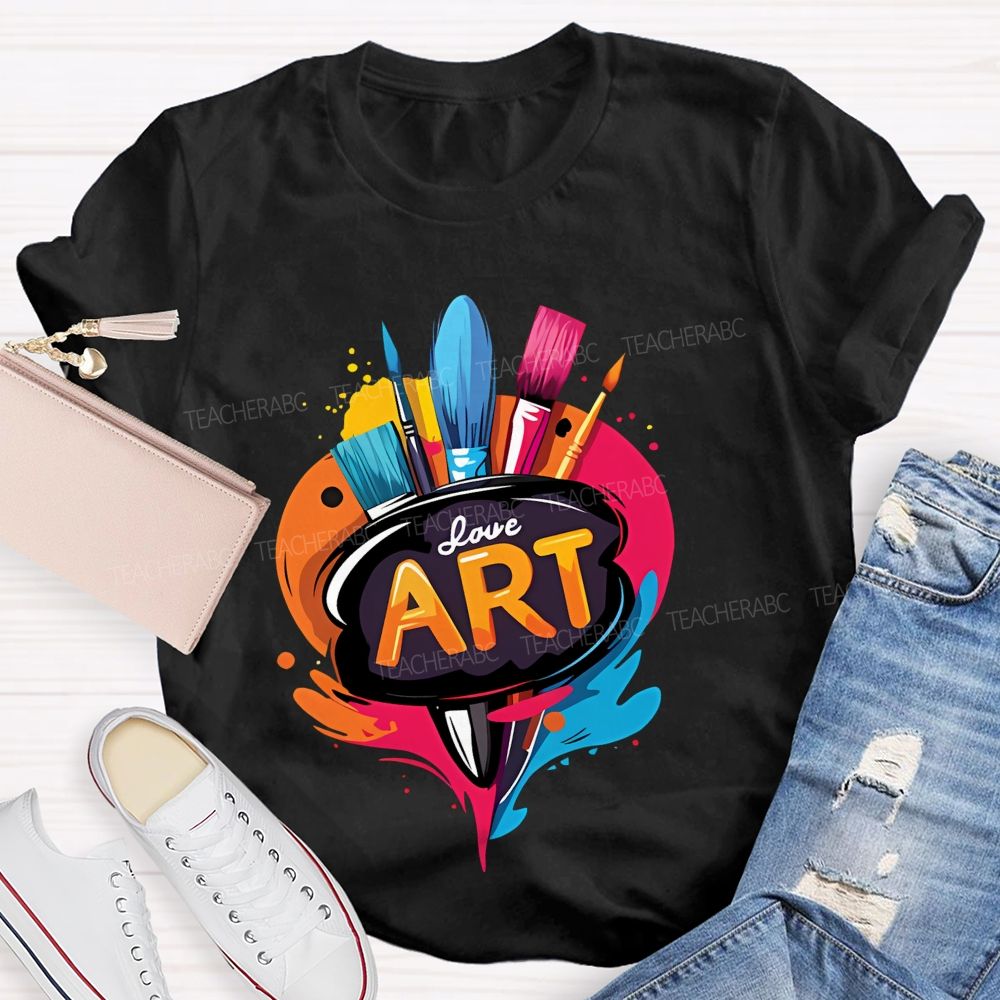 Love Art Pattern  Teacher T-shirt