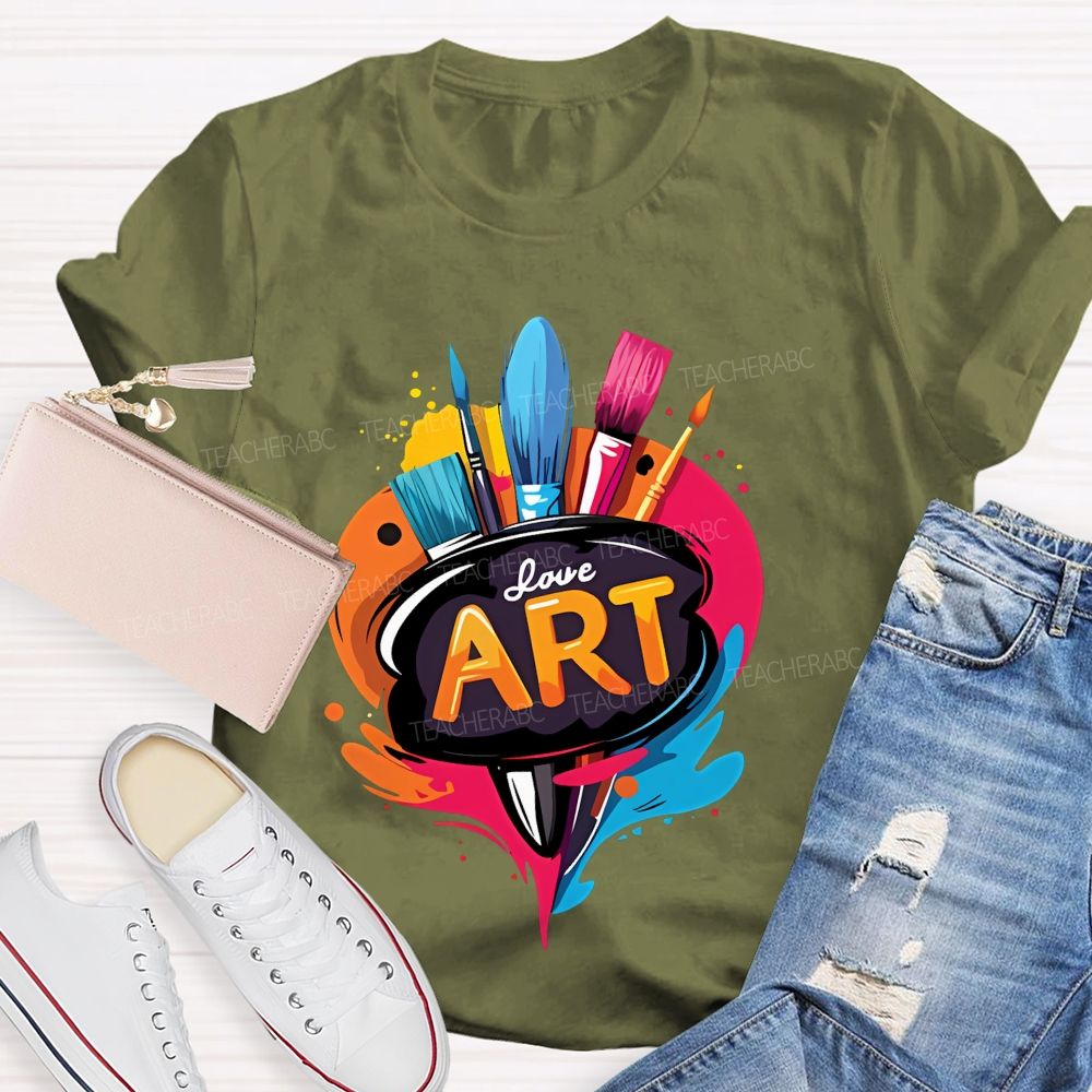 Love Art Pattern  Teacher T-shirt