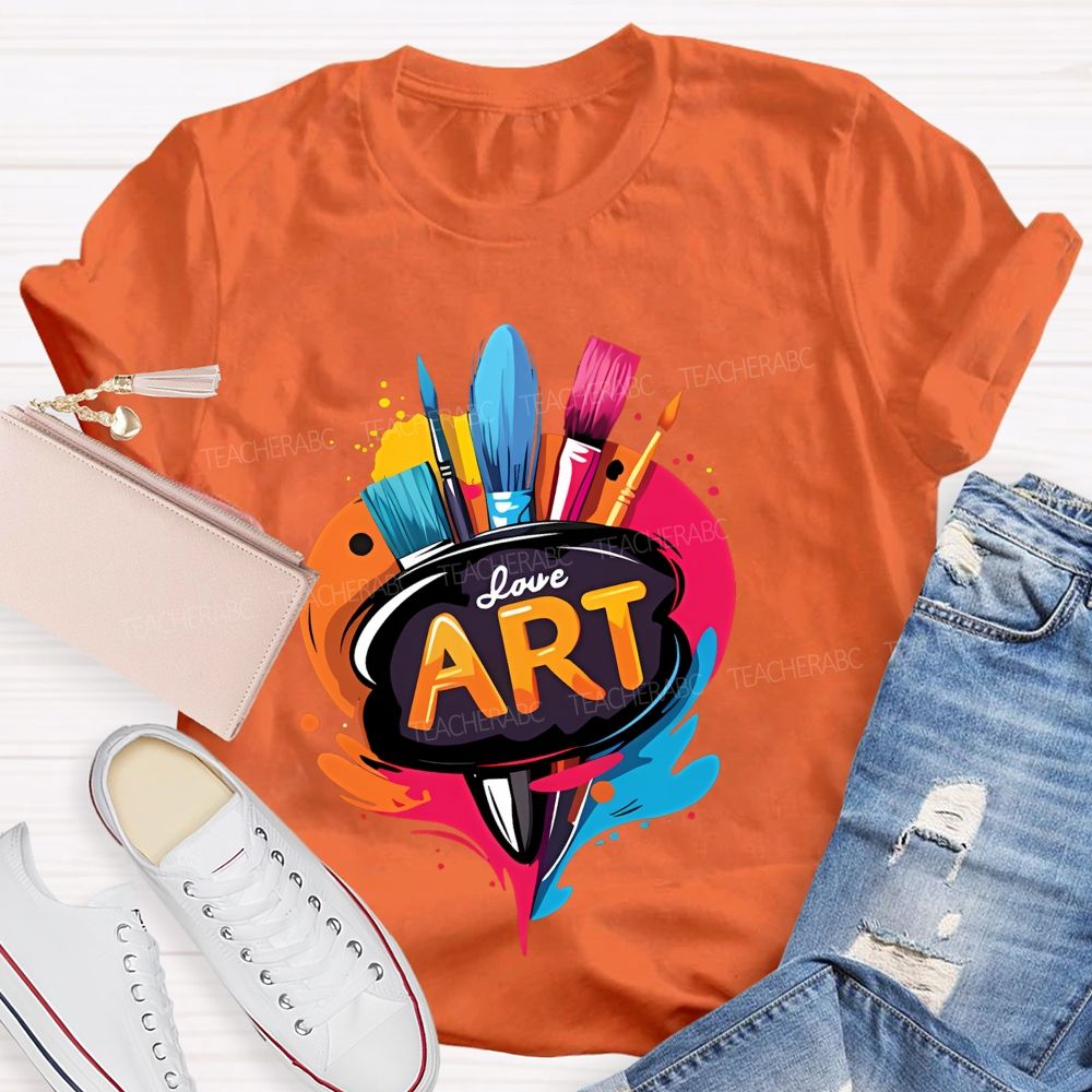 Love Art Pattern  Teacher T-shirt