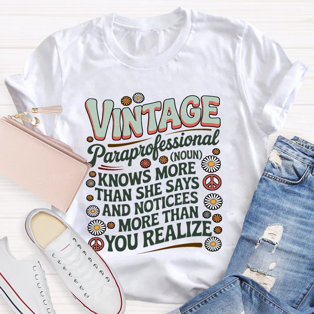 Vintage Paraprofessional Noun   Teacher T-shirt