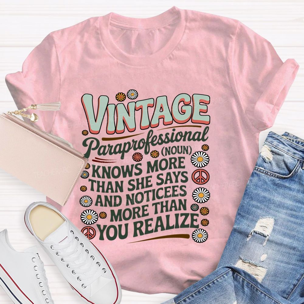 Vintage Paraprofessional Noun   Teacher T-shirt