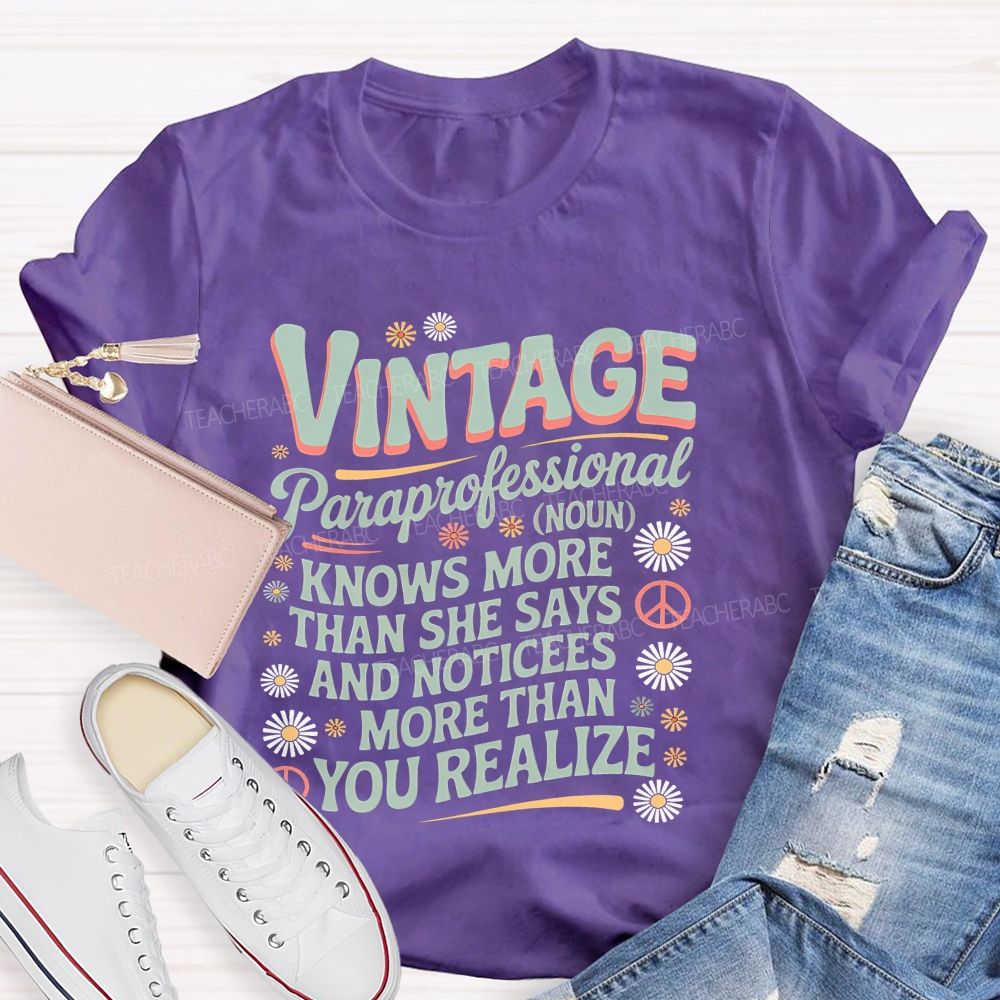 Vintage Paraprofessional Noun   Teacher T-shirt